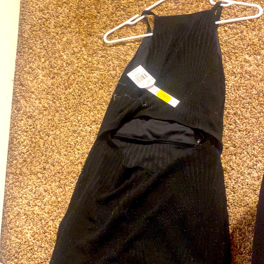 Black dress, open back and black front